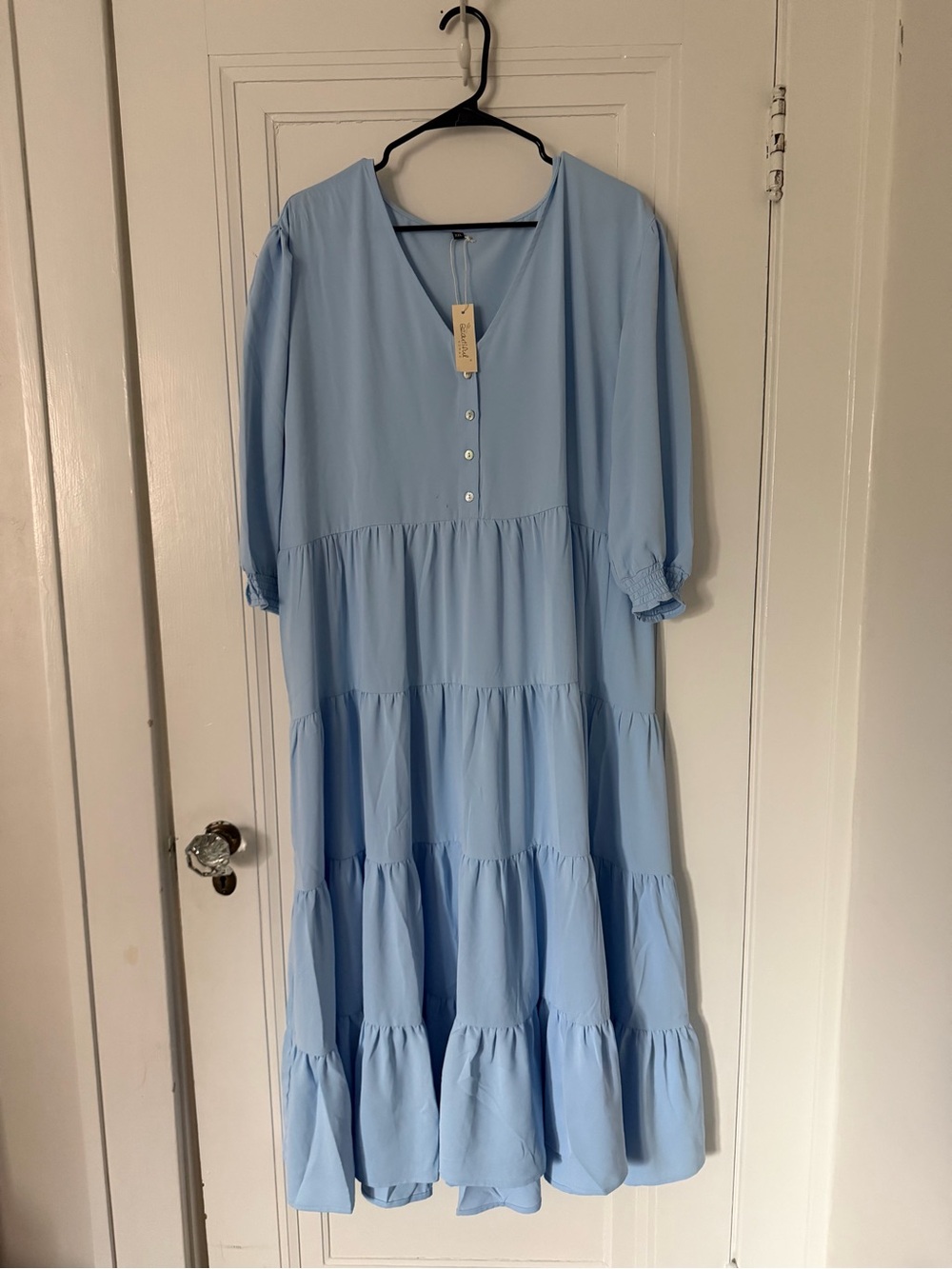 Pale Light Blue Tiered  Women's Maxi Dress